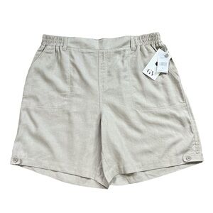 Gloria Vanderbilt Tan Linen Blend Pull On High Rise Shorts‎ Size: XL NEW